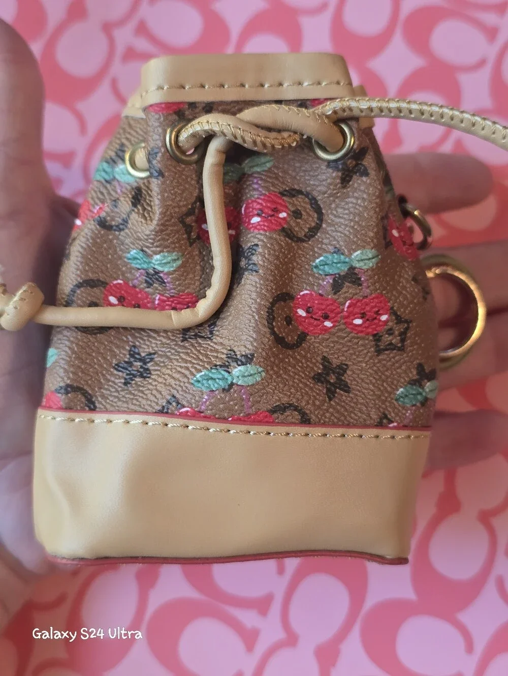Cherry Decor Cinch Coin Pouch Bag Charm/ Keychain NEW